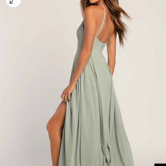Lulus Absolutely Breathtaking Sage Brush Maxi Dress Green - Size S - Picture 2 of 5